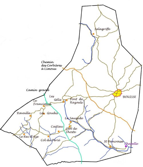 Topographie du relief autour de Bouisse